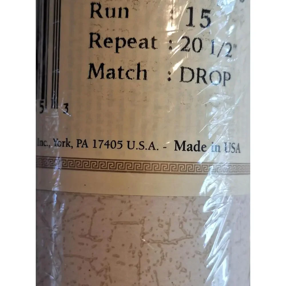 2 Double Rolls York Prepasted Wallpaper Tan/Beige Stripes w/Crackling  56ft Per